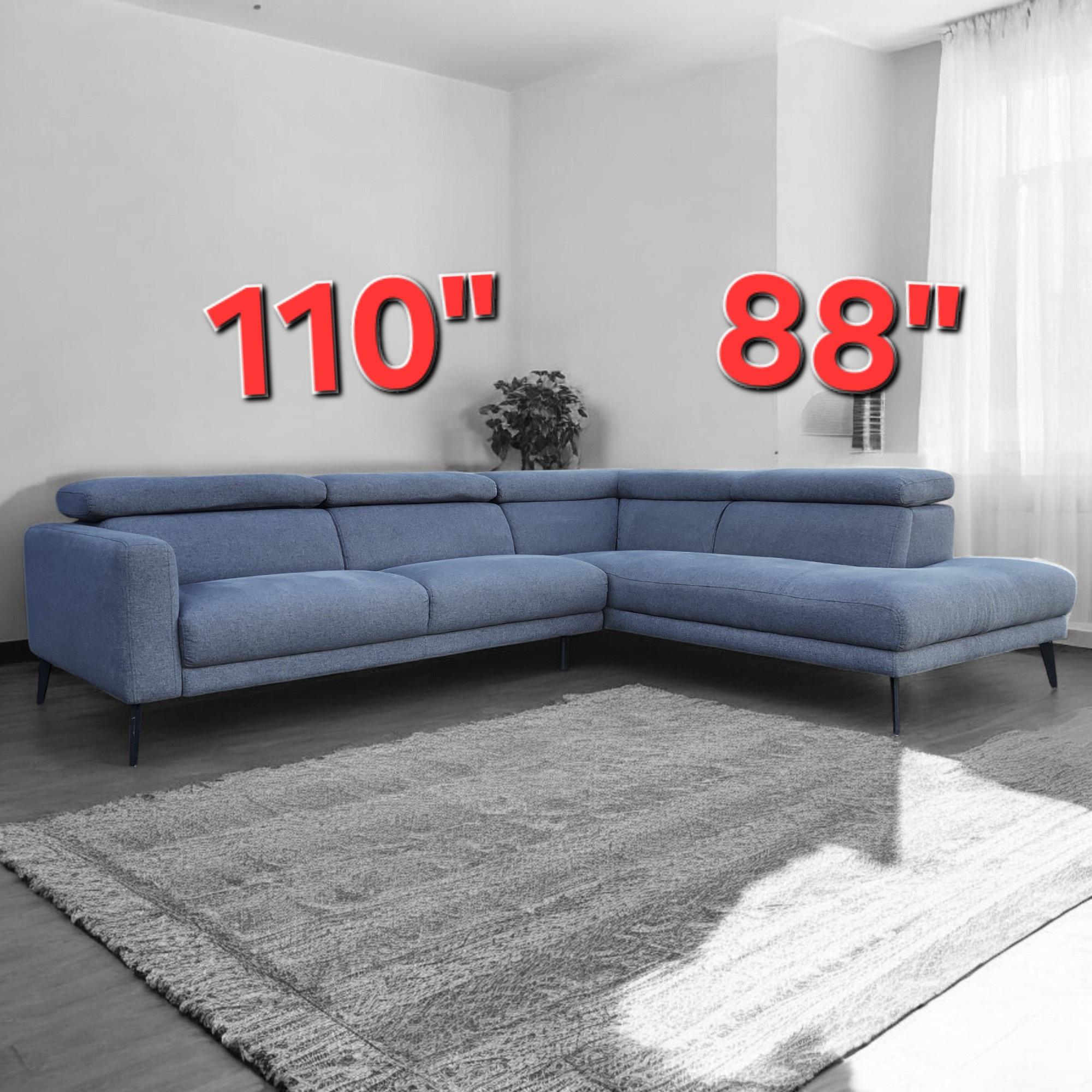 Grey Corner L Shaped Sectional with Headrests