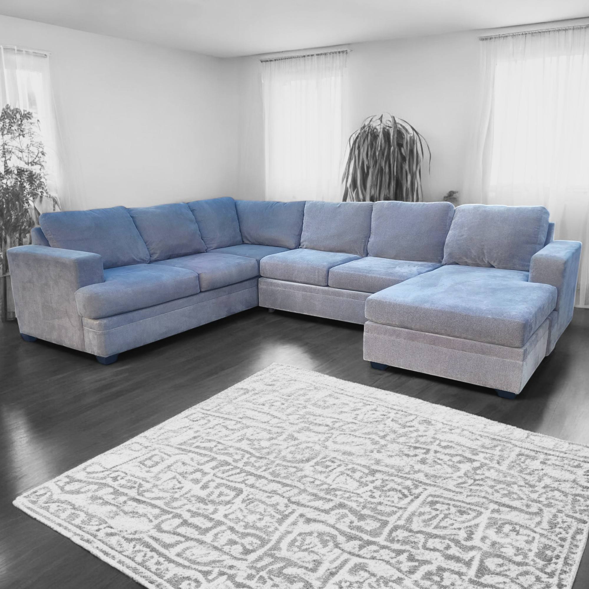 Gray & Green Living Spaces U Shaped Sectional Couch