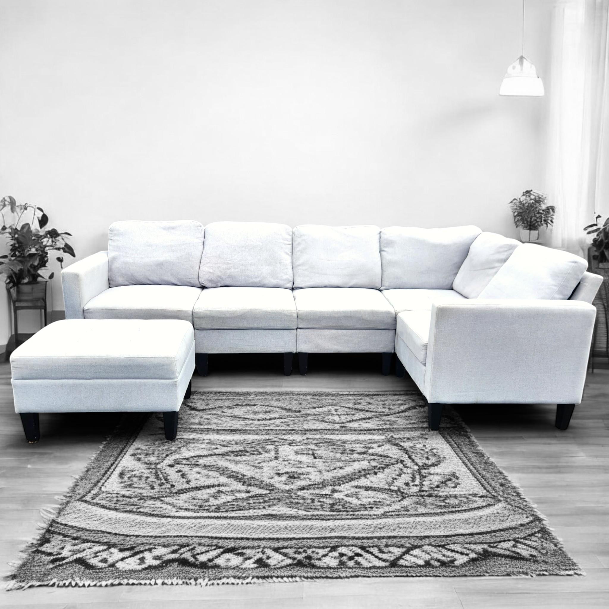 Light Gray 6 Piece Modular Sectional Sofa Set