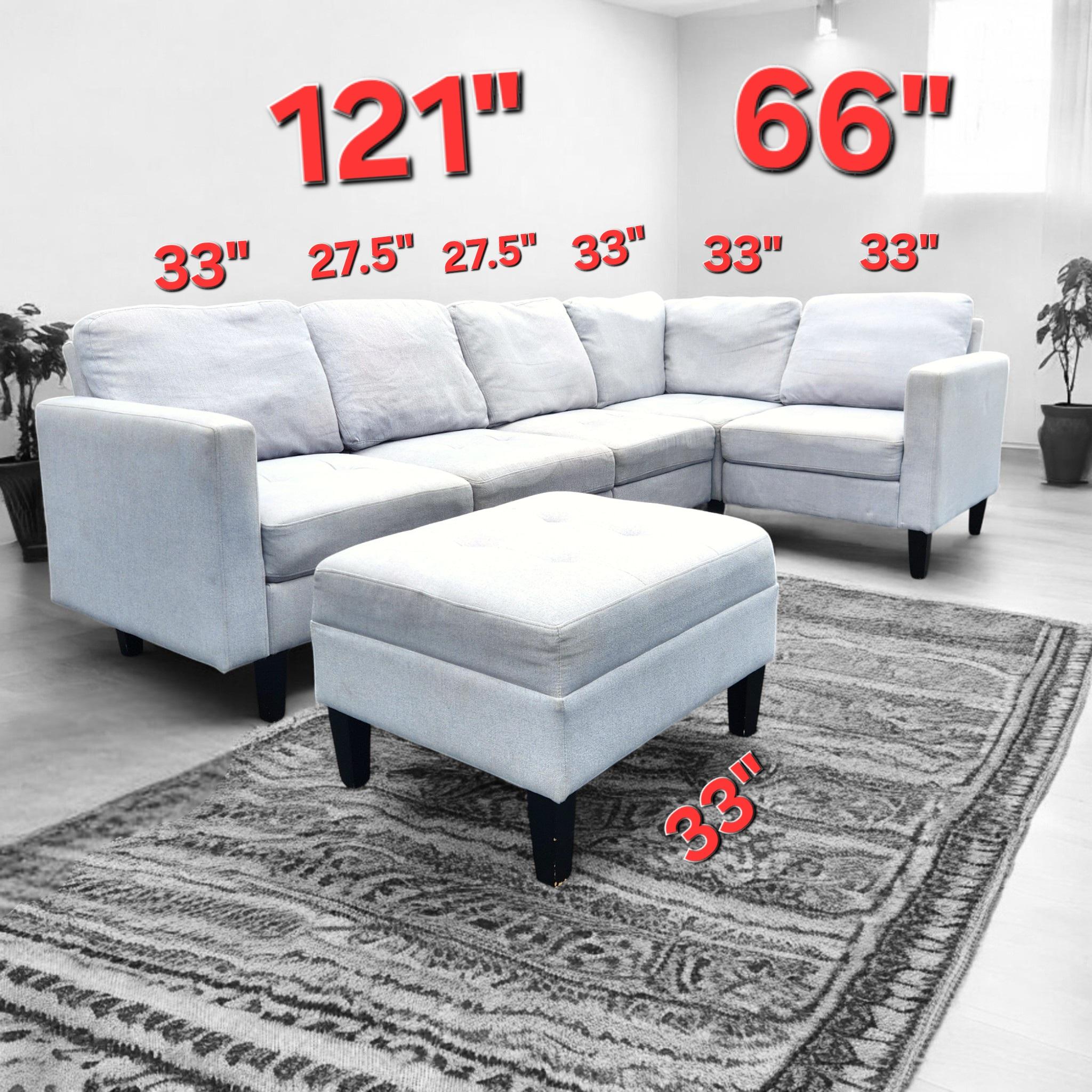Light Gray 6 Piece Modular Sectional Sofa Set