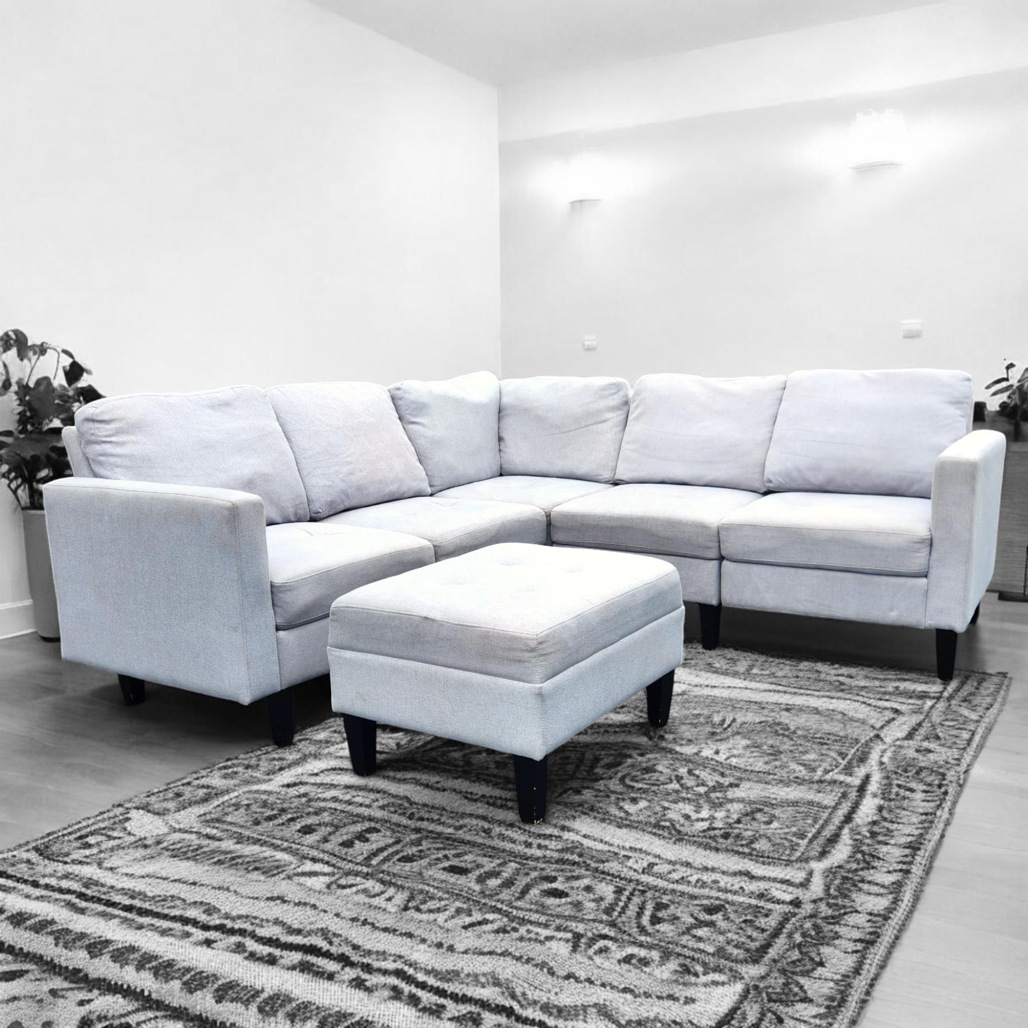 Light Gray 6 Piece Modular Sectional Sofa Set