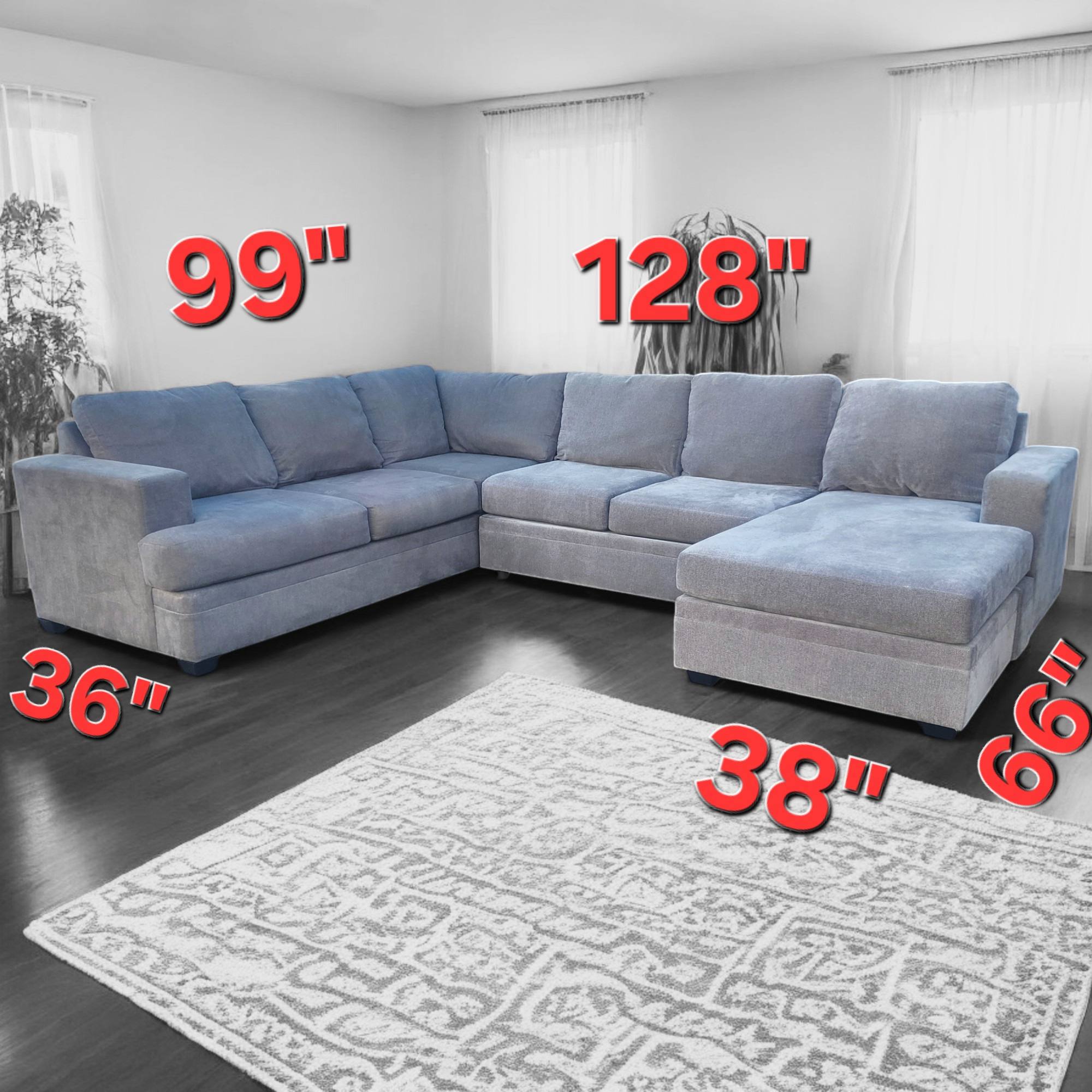 Gray & Green Living Spaces U Shaped Sectional Couch