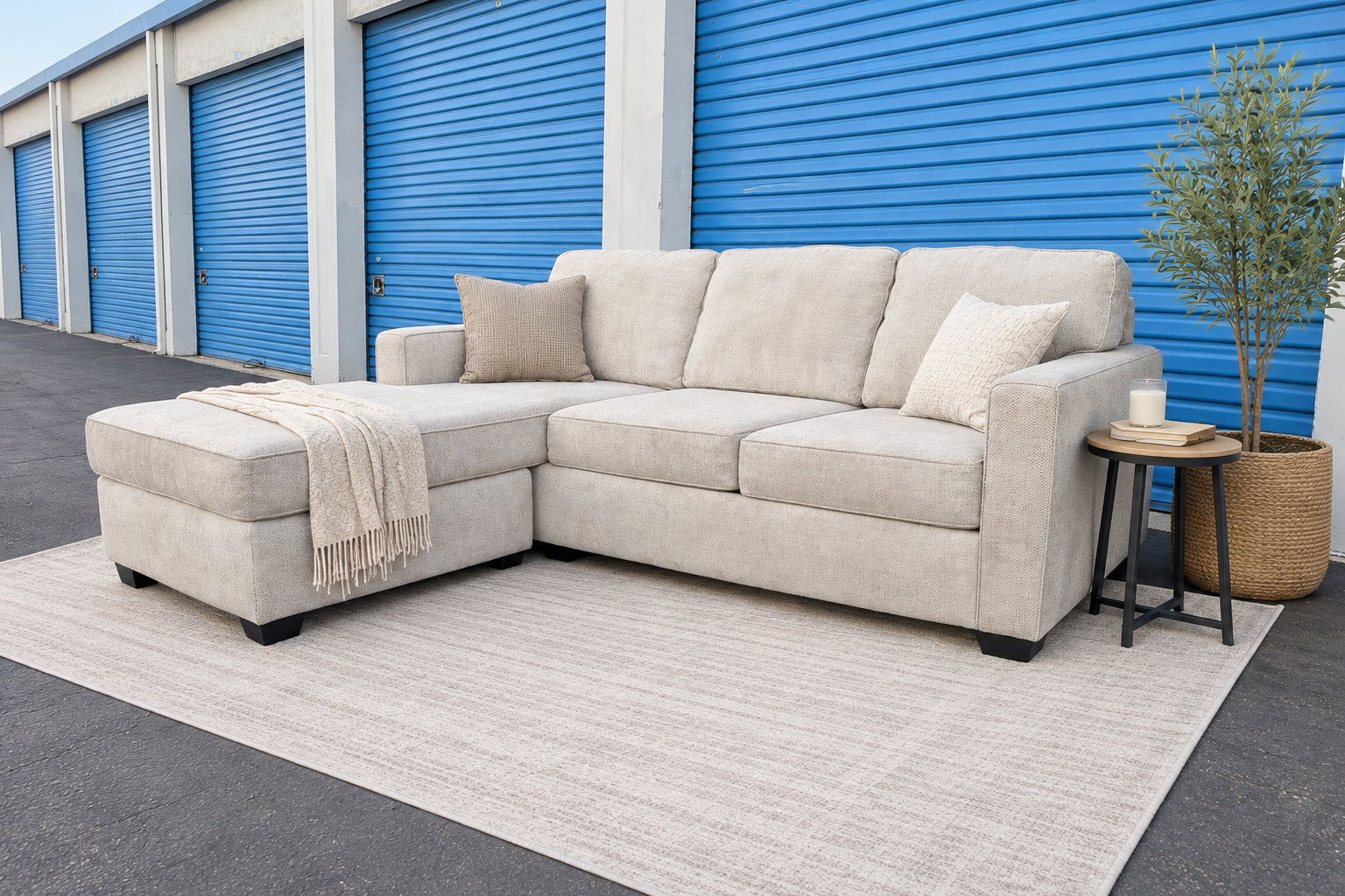 Living Spaces Reversible Beige Couch