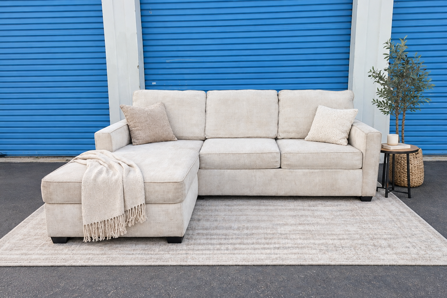 Living Spaces Reversible Beige Couch