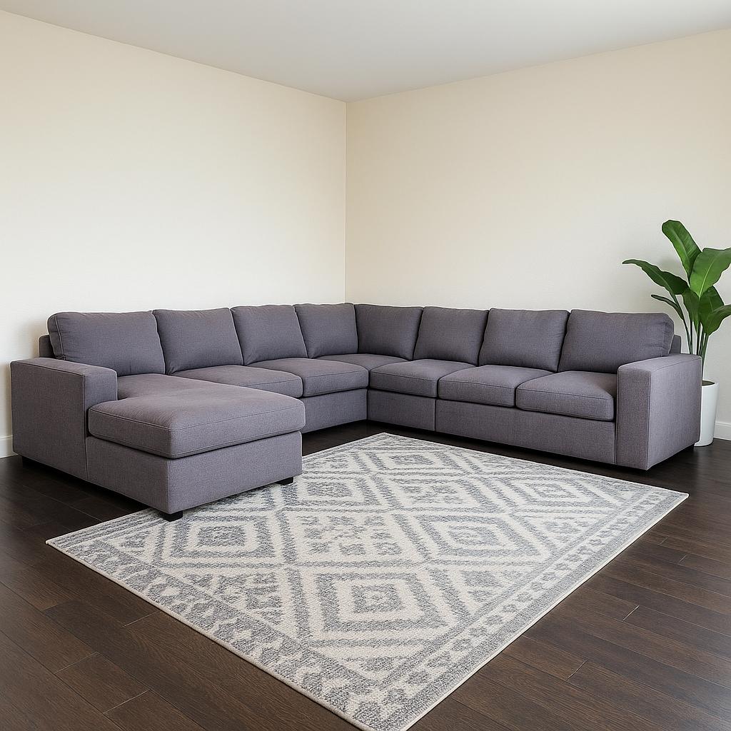 Extra Large Gray U Shaped Modular Sectional Couch Sofa
