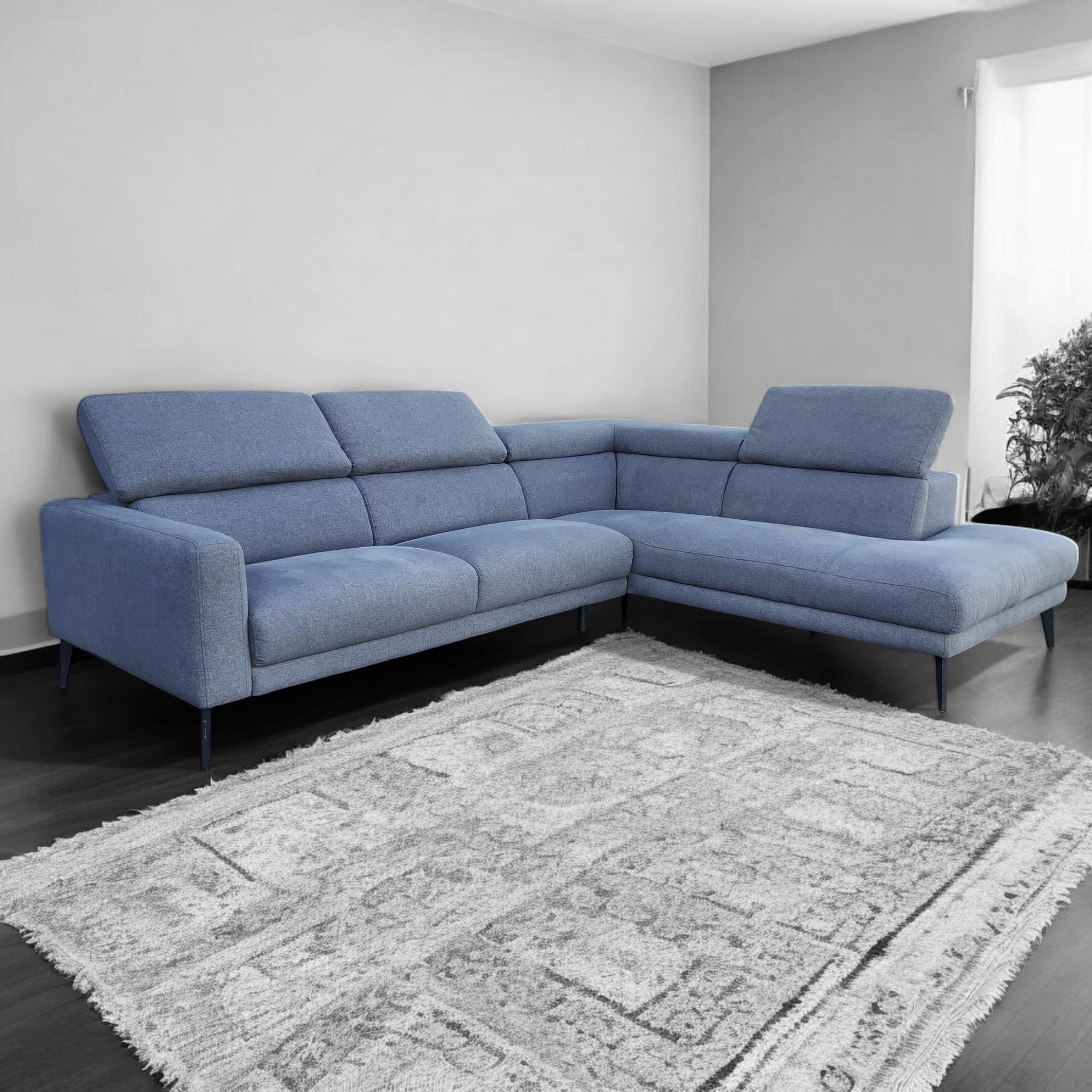 Grey Corner L Shaped Sectional with Headrests
