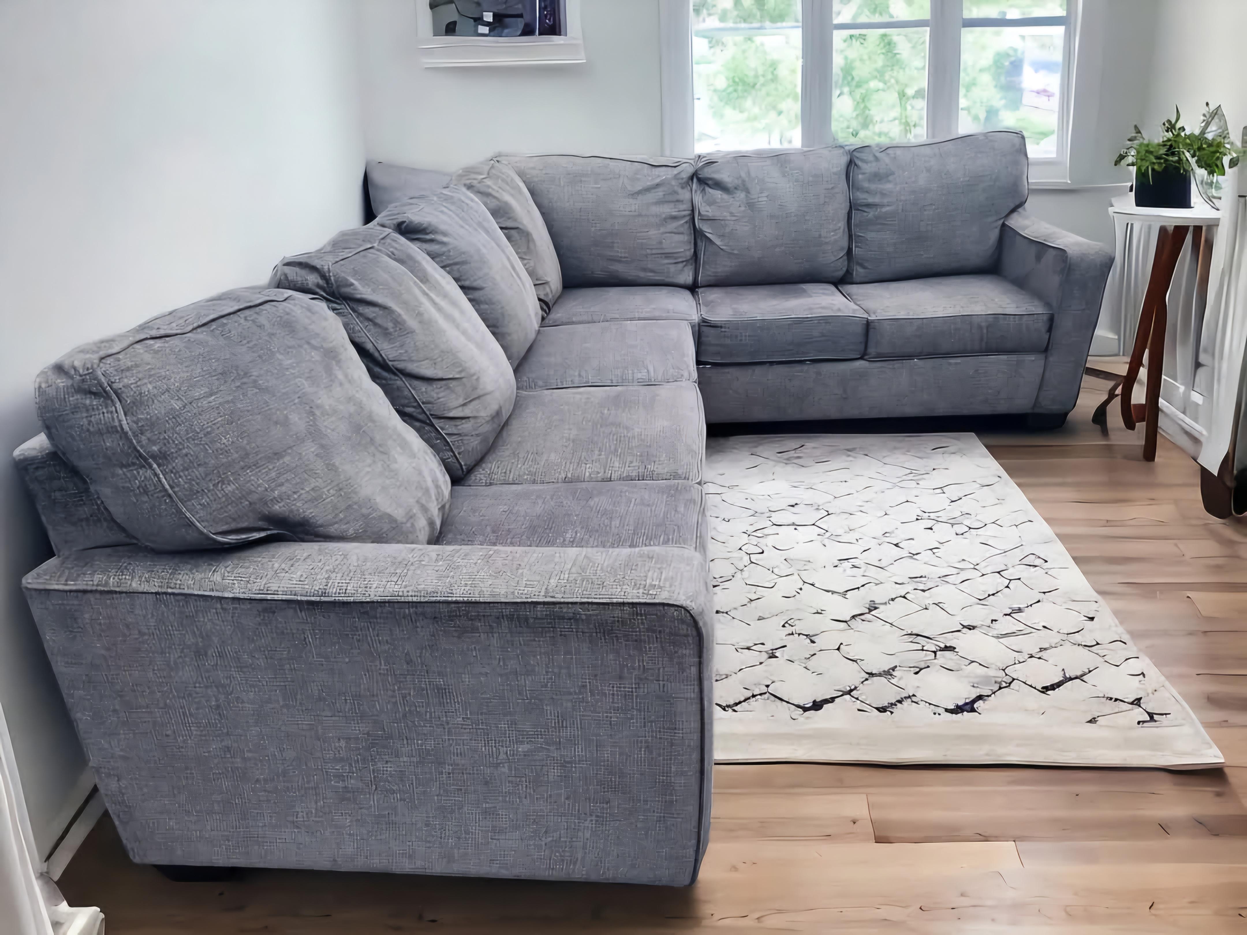 Large 3 Piece Gray L Shaped Sectional