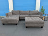Black Sectional with Ottoman — front raw