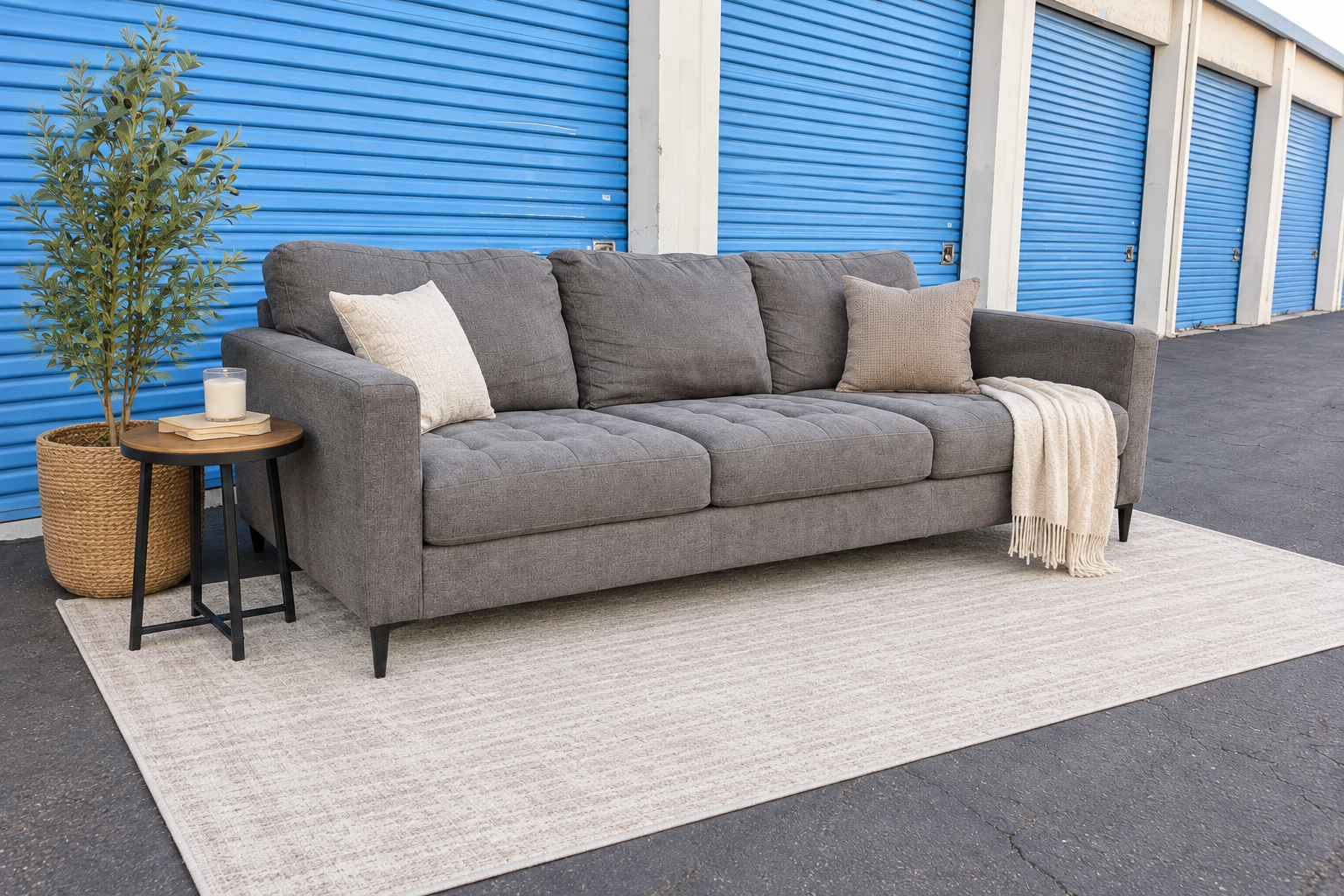 Black Mid Century Sofa — angle ai