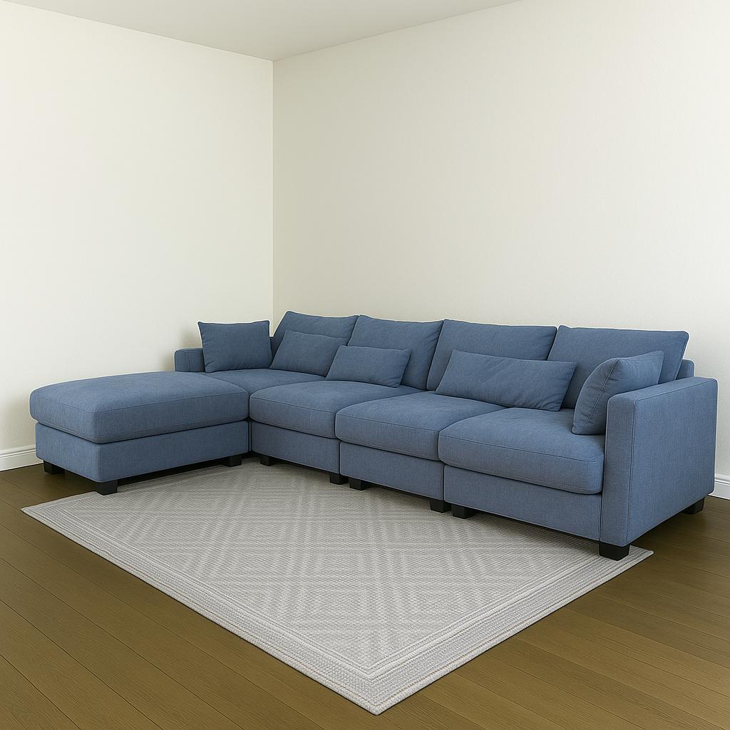 Gray 5 Piece Deep Sectional with Ottoman