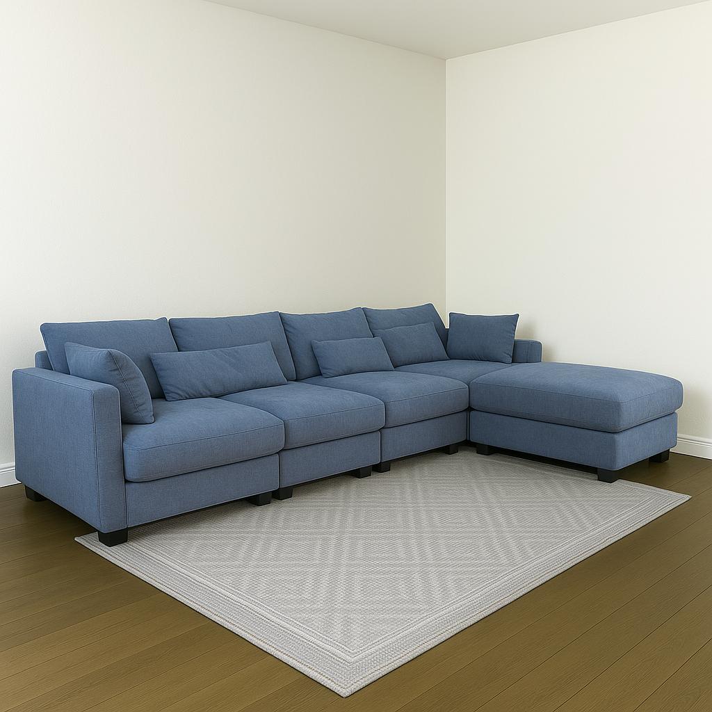Gray 5 Piece Deep Sectional with Ottoman