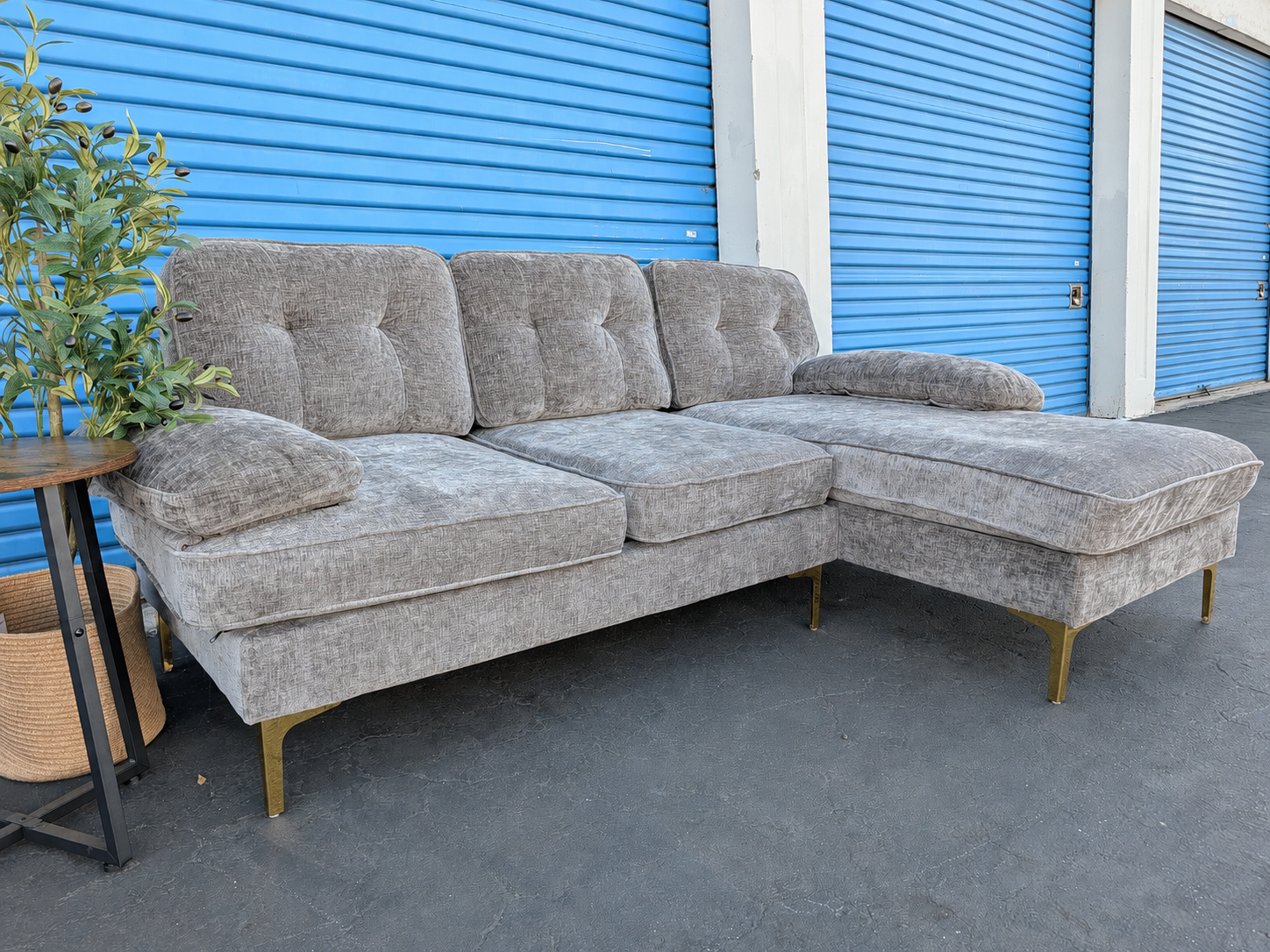 Gray Sectional with Chaise
