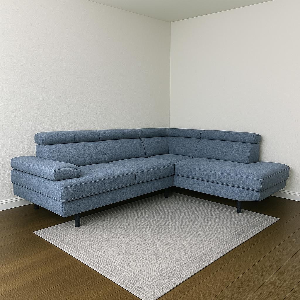 Gray Sectional Couch with Headrests