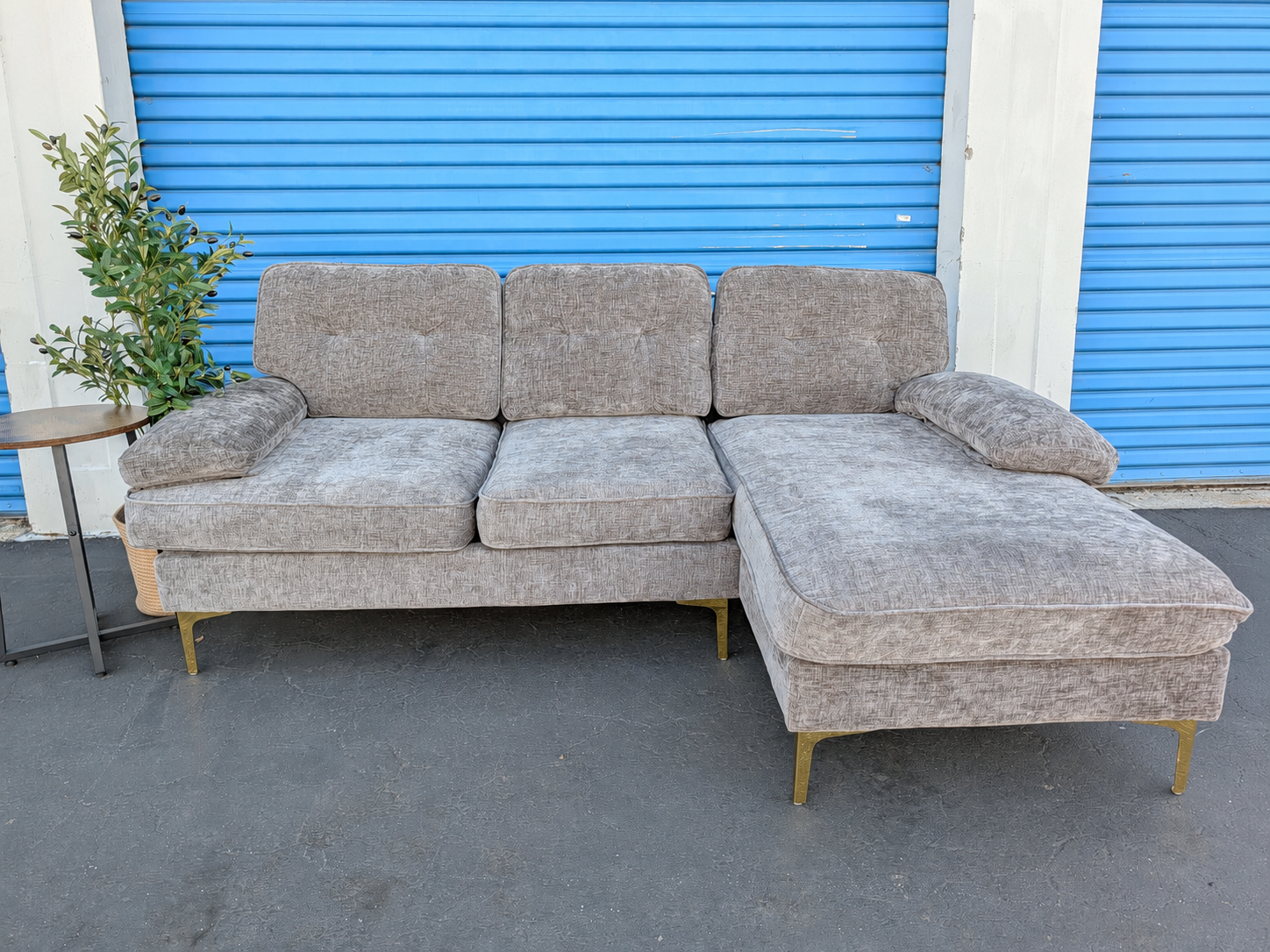 Gray Sectional with Chaise