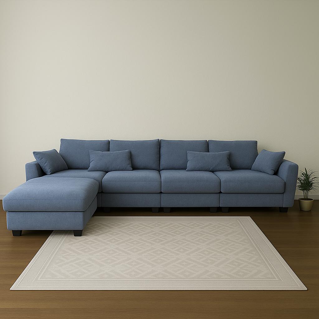 Gray 5 Piece Deep Sectional with Ottoman