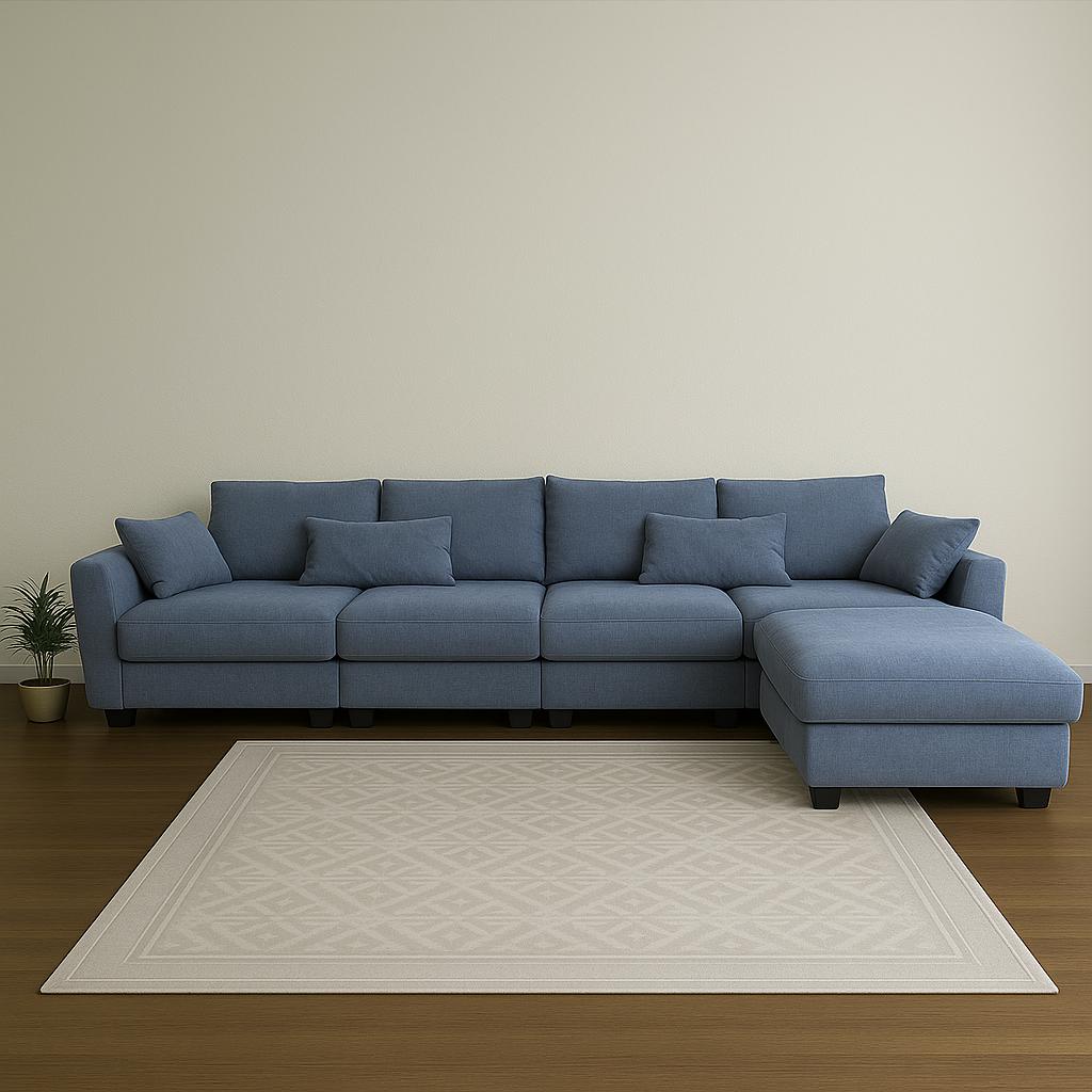 Gray 5 Piece Deep Sectional with Ottoman