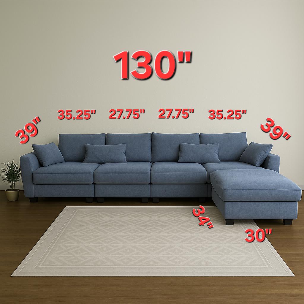 Gray 5 Piece Deep Sectional with Ottoman