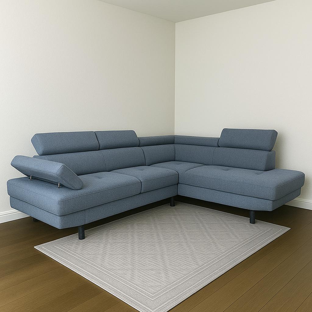 Gray Sectional Couch with Headrests