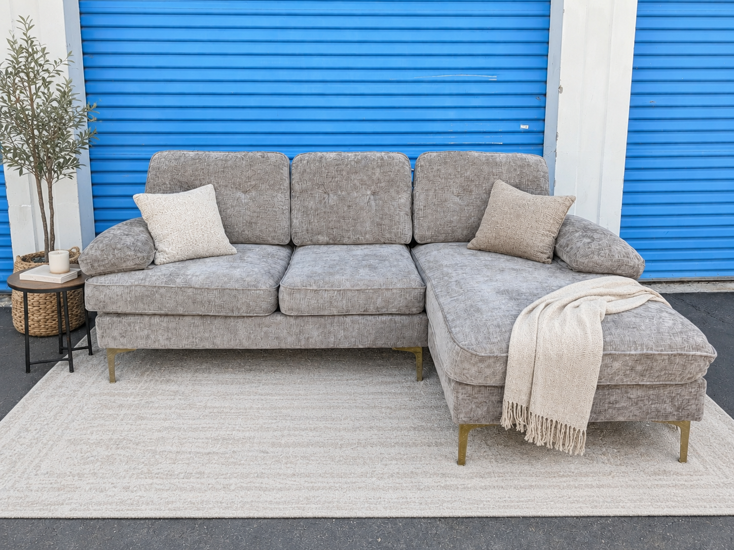 Gray Sectional with Chaise