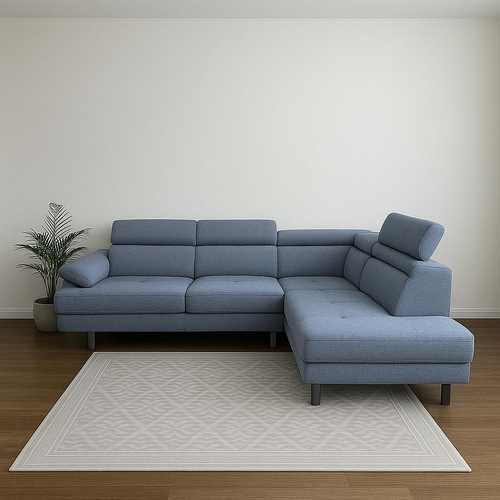 Gray Sectional Couch with Headrests