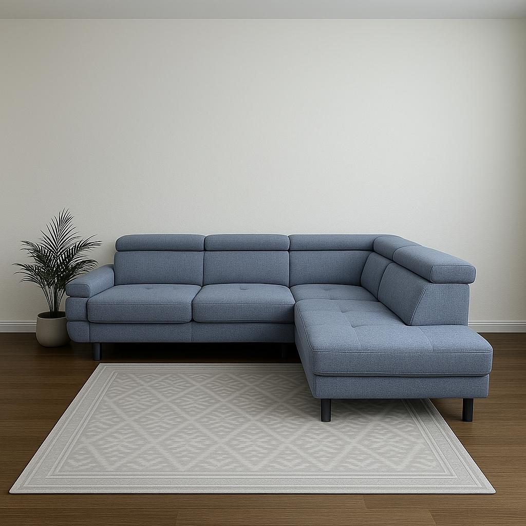 Gray Sectional Couch with Headrests
