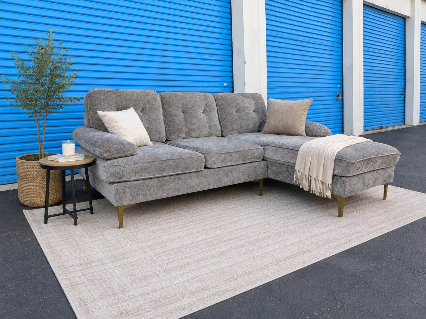 Gray Sectional with Chaise