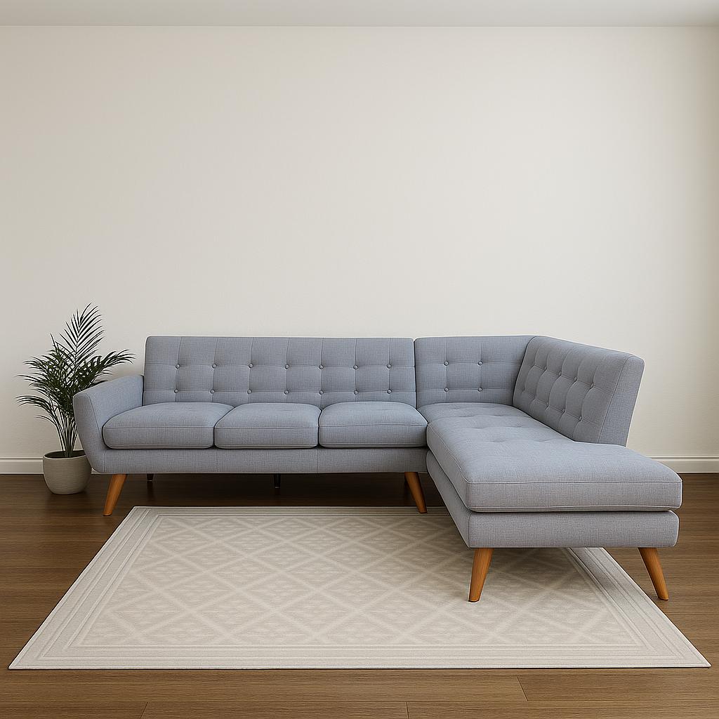 Mid-Century Modern Gray L Shape Couch