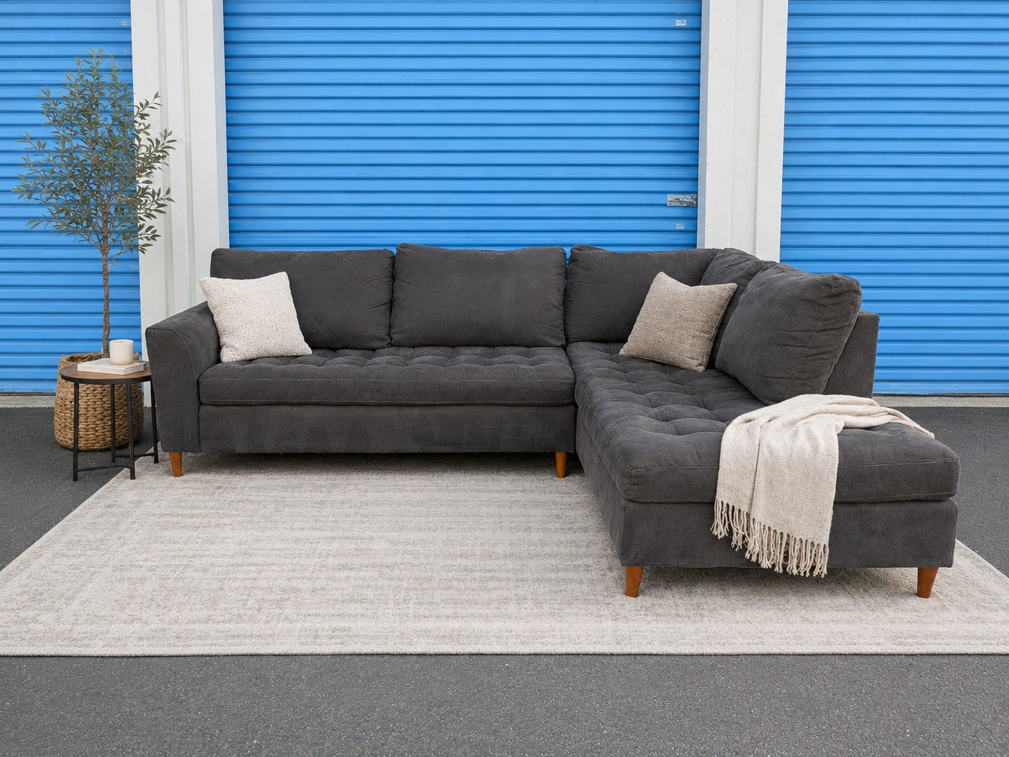 Black Tufted Sectional
