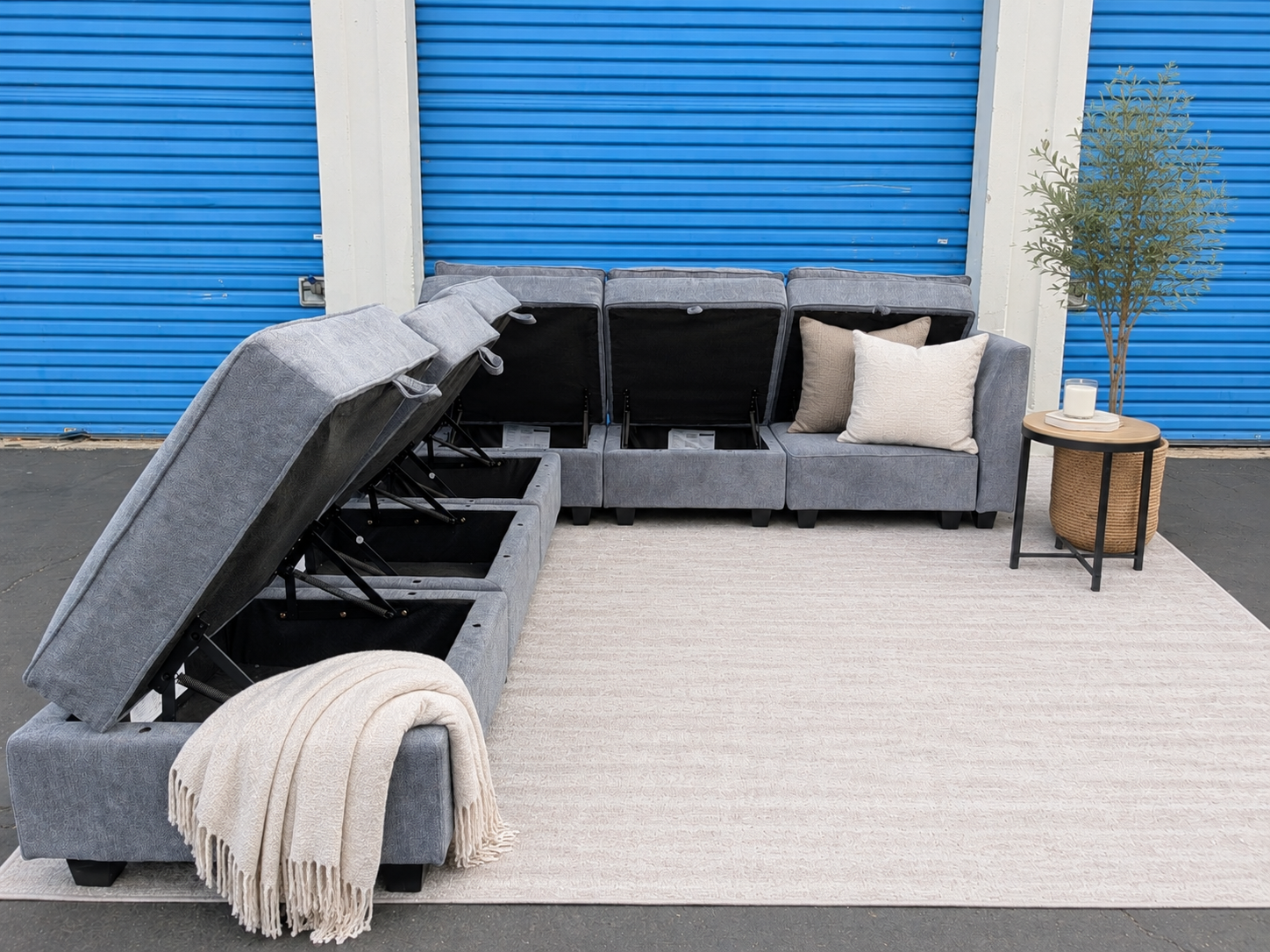 Gray Modular Storage Sectional