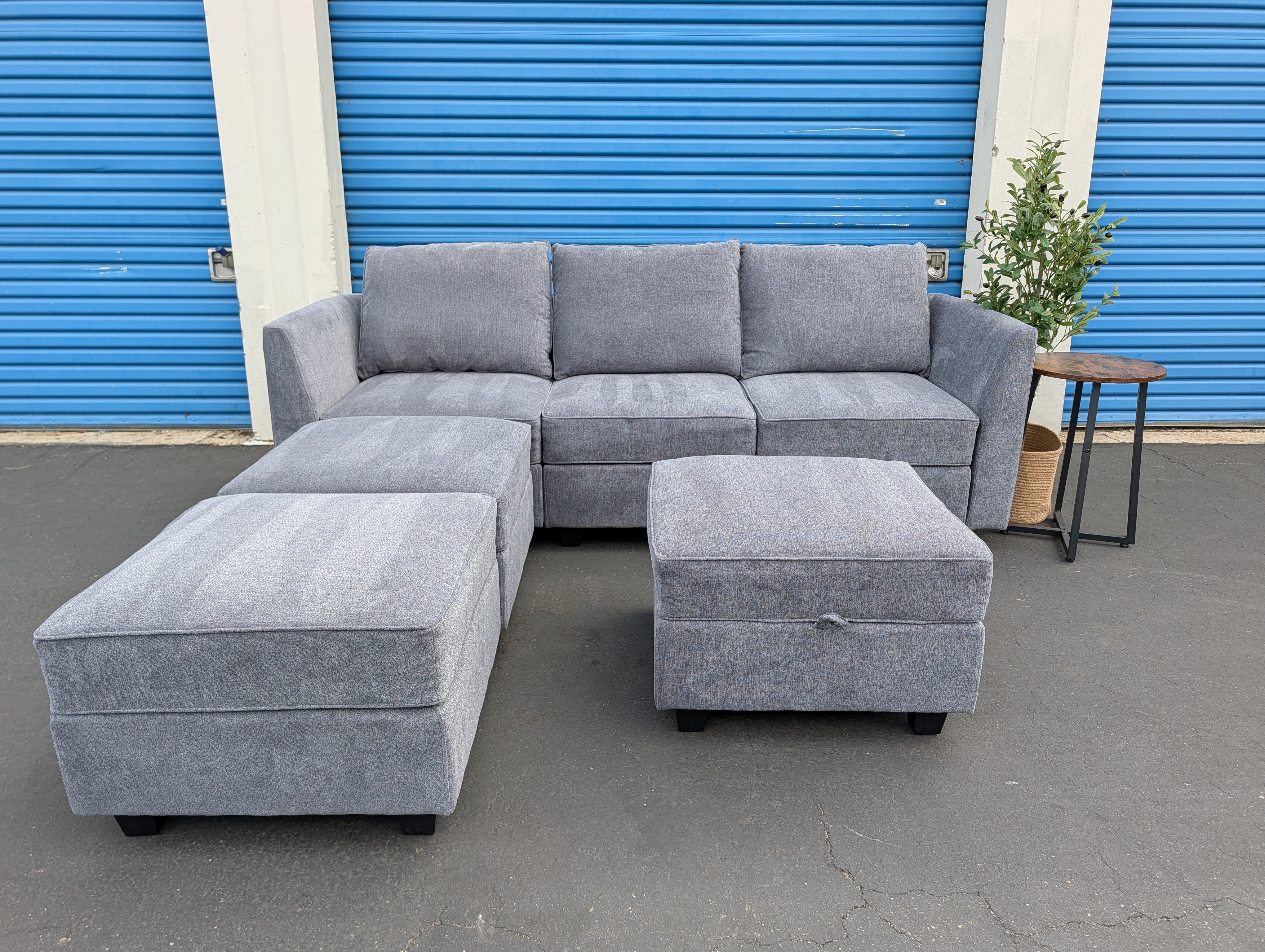 Gray Modular Storage Sectional