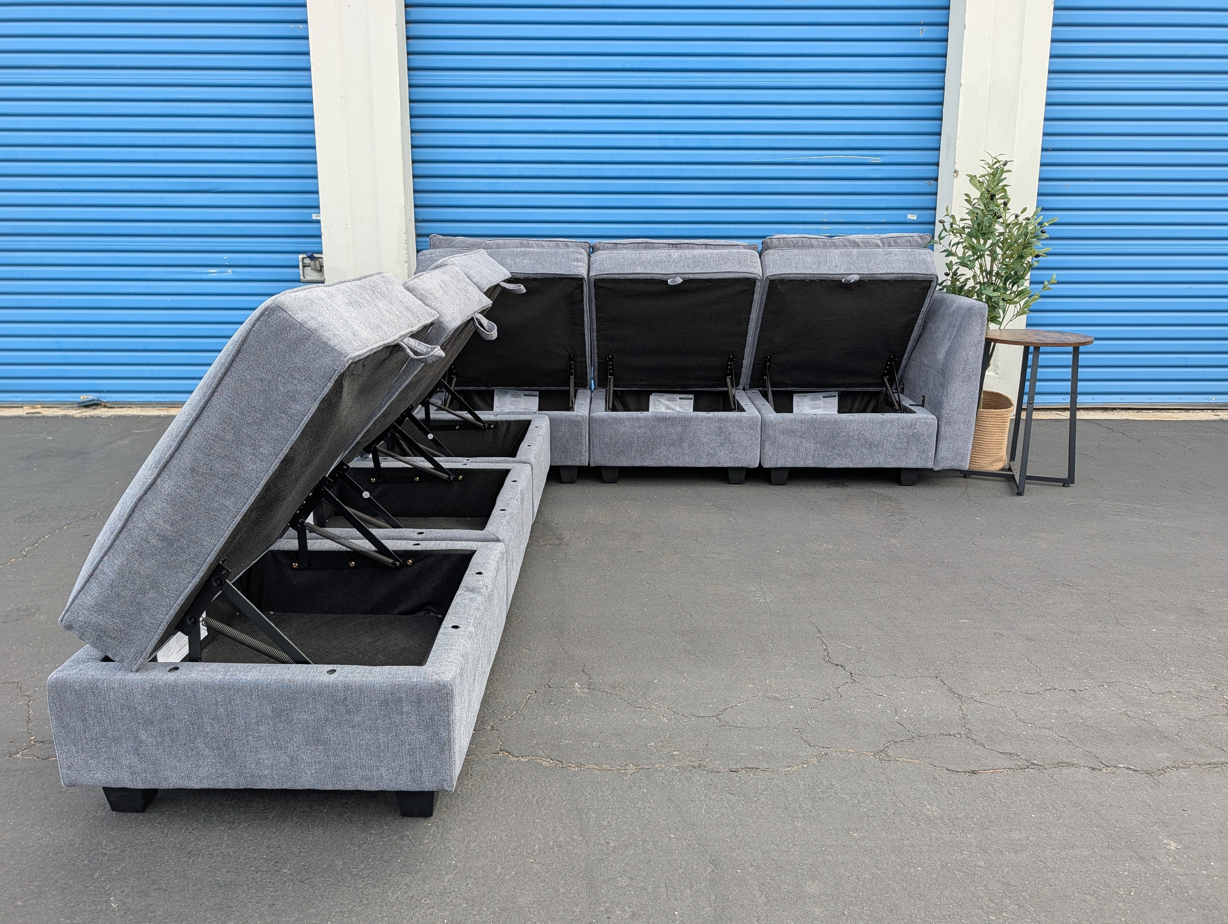 Gray Modular Storage Sectional