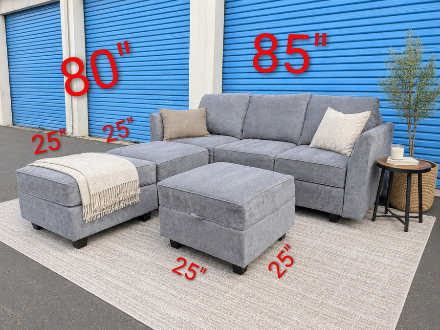 Gray Modular Storage Sectional
