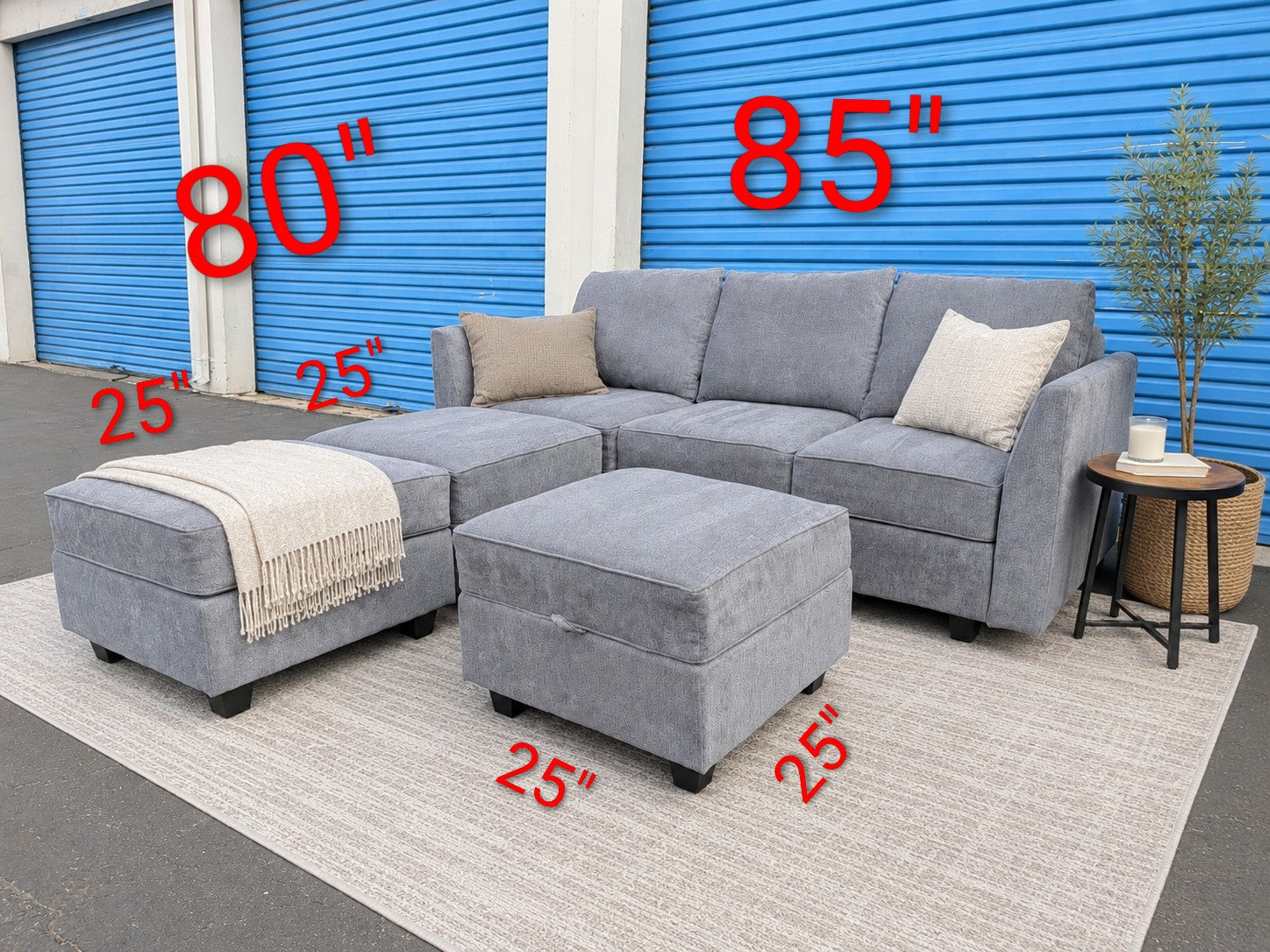 Gray Modular Storage Sectional