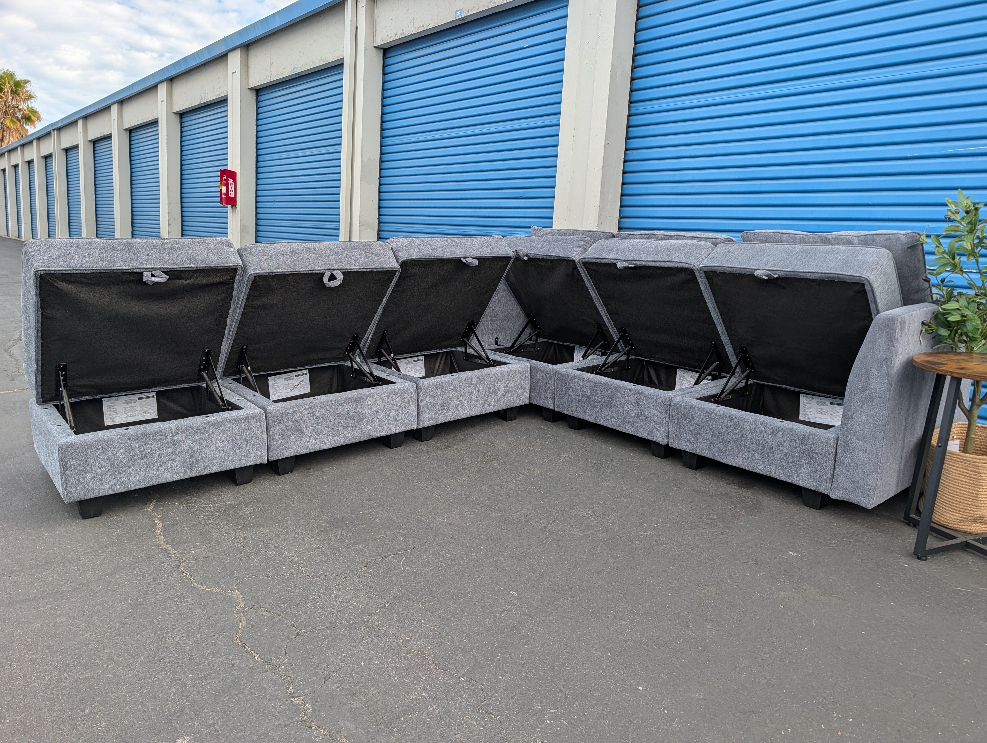 Gray Modular Storage Sectional
