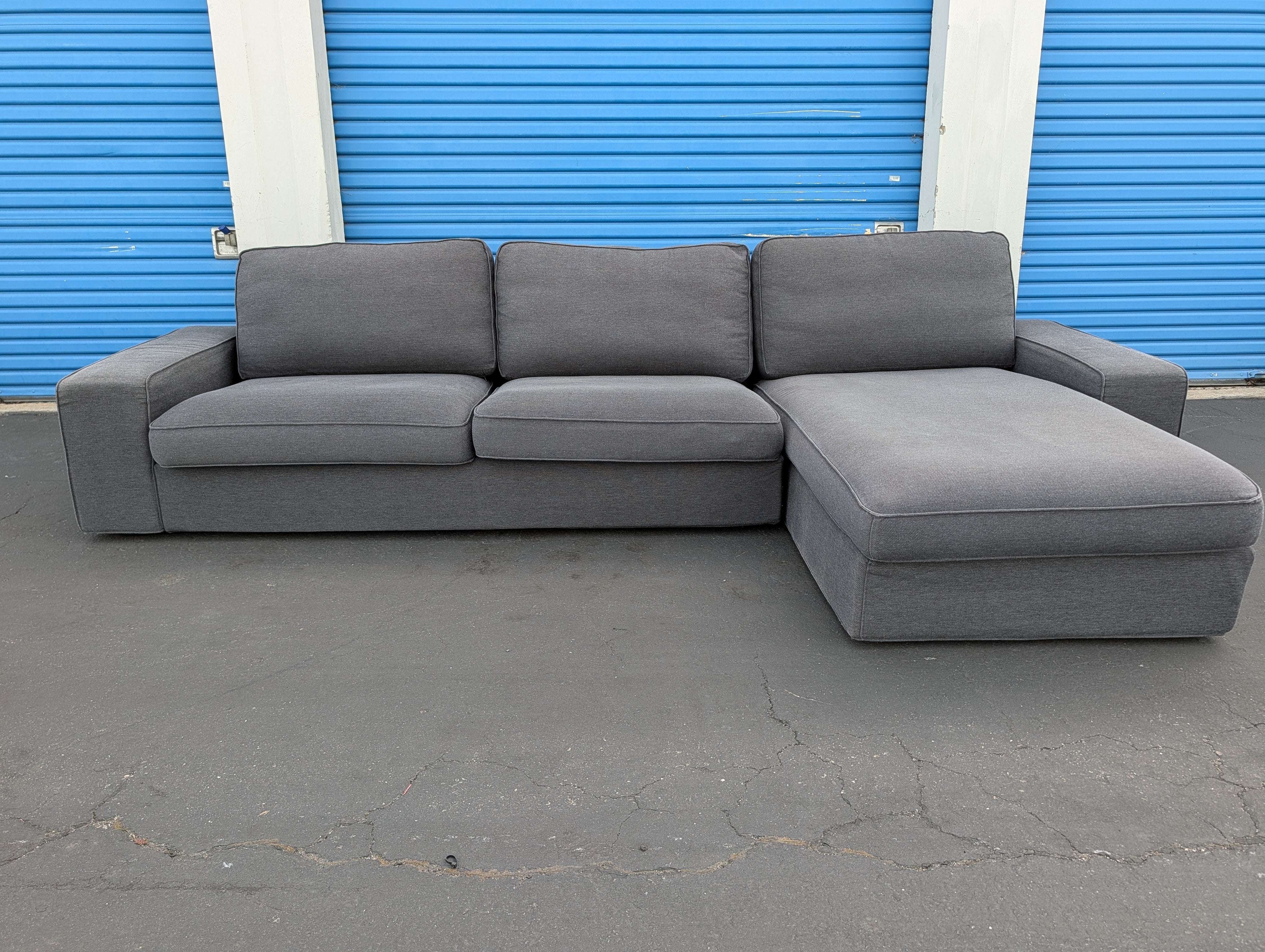 Gray Sectional & Storage Ottoman