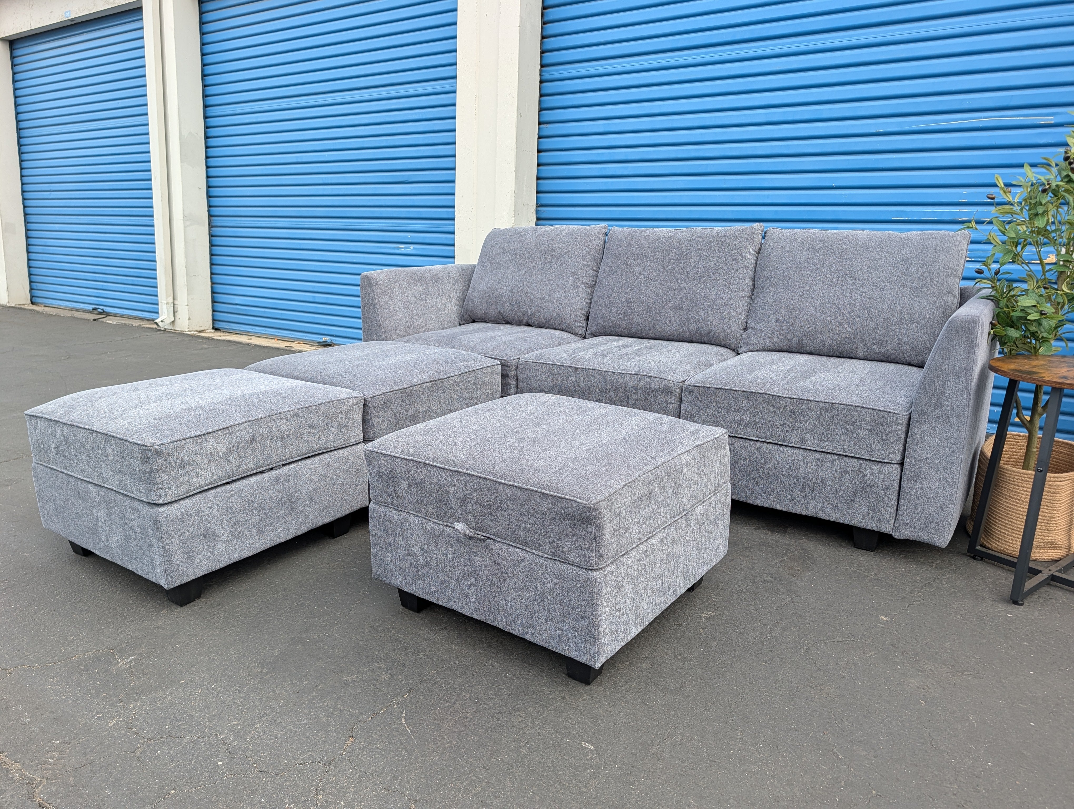 Gray Modular Storage Sectional