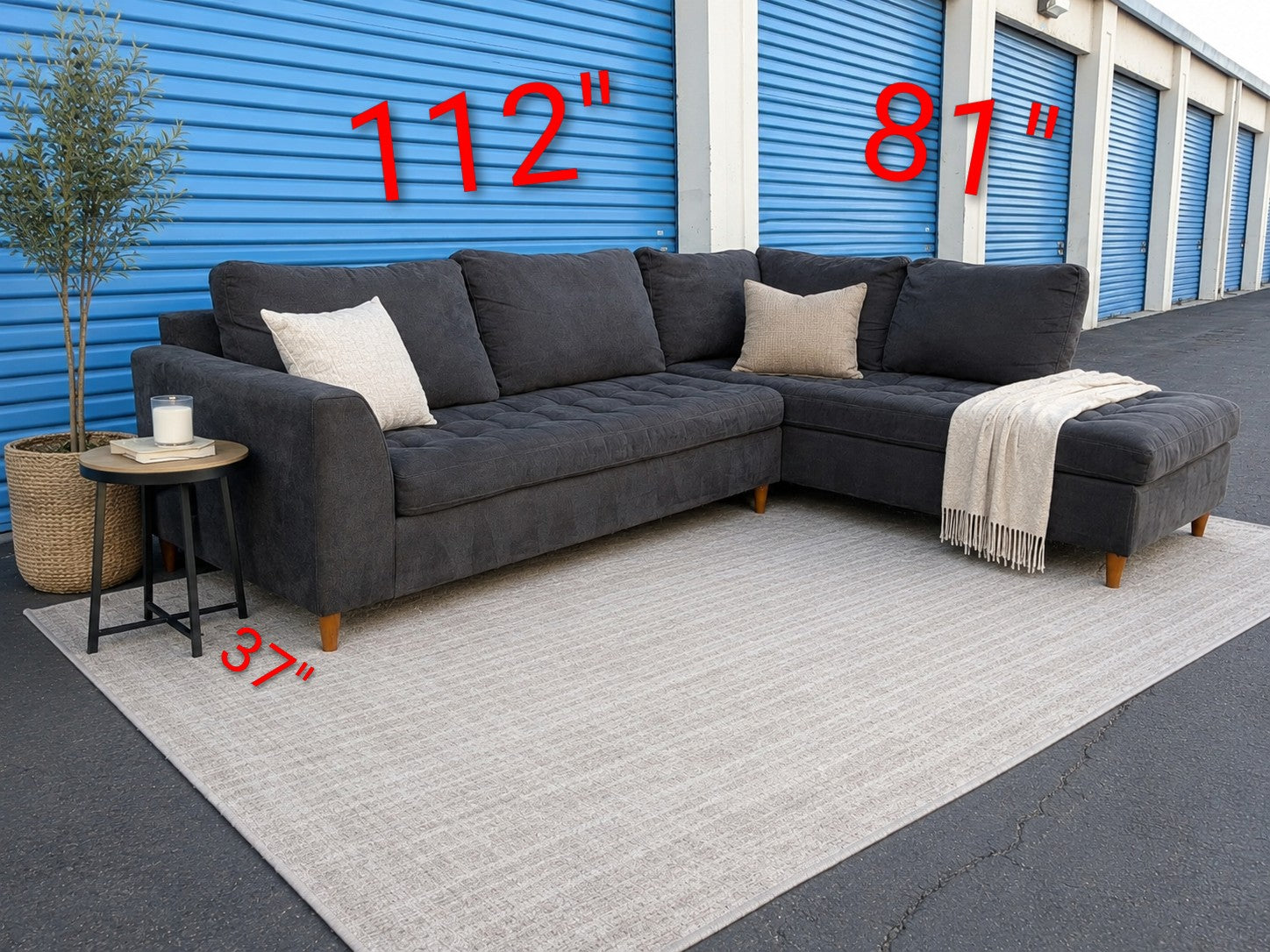 Black Tufted Sectional