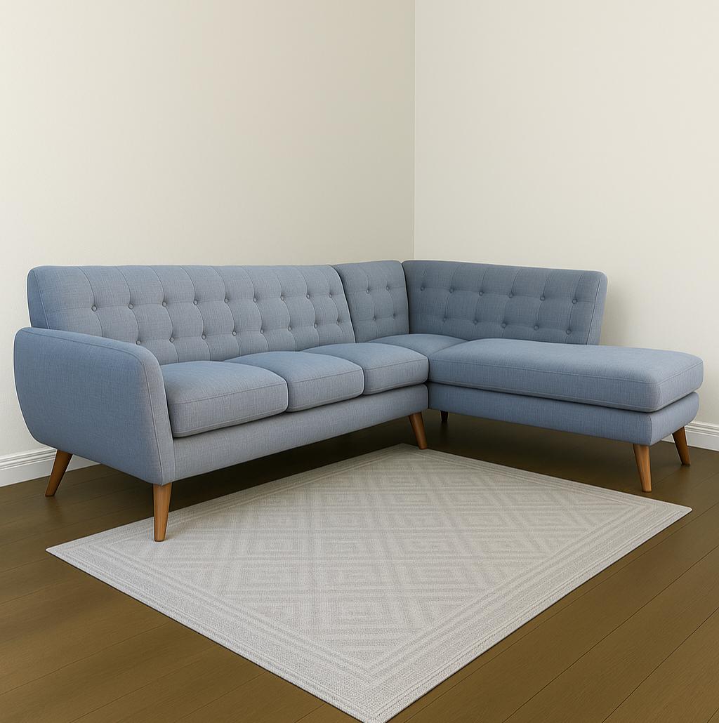 Mid-Century Modern Gray L Shape Couch