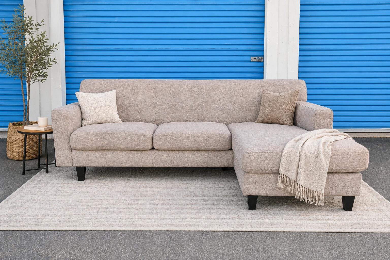 Gray Couch with Reversible Chaise
