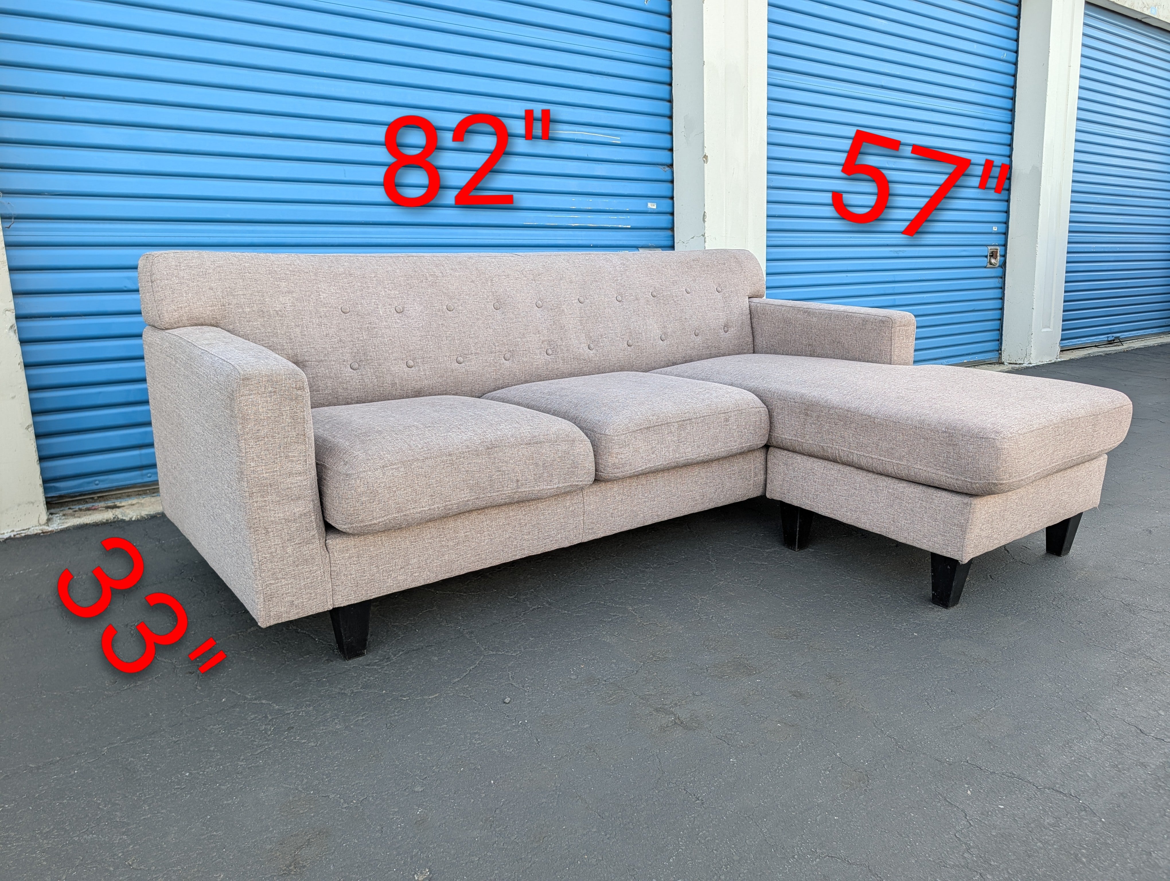 Gray Couch with Reversible Chaise