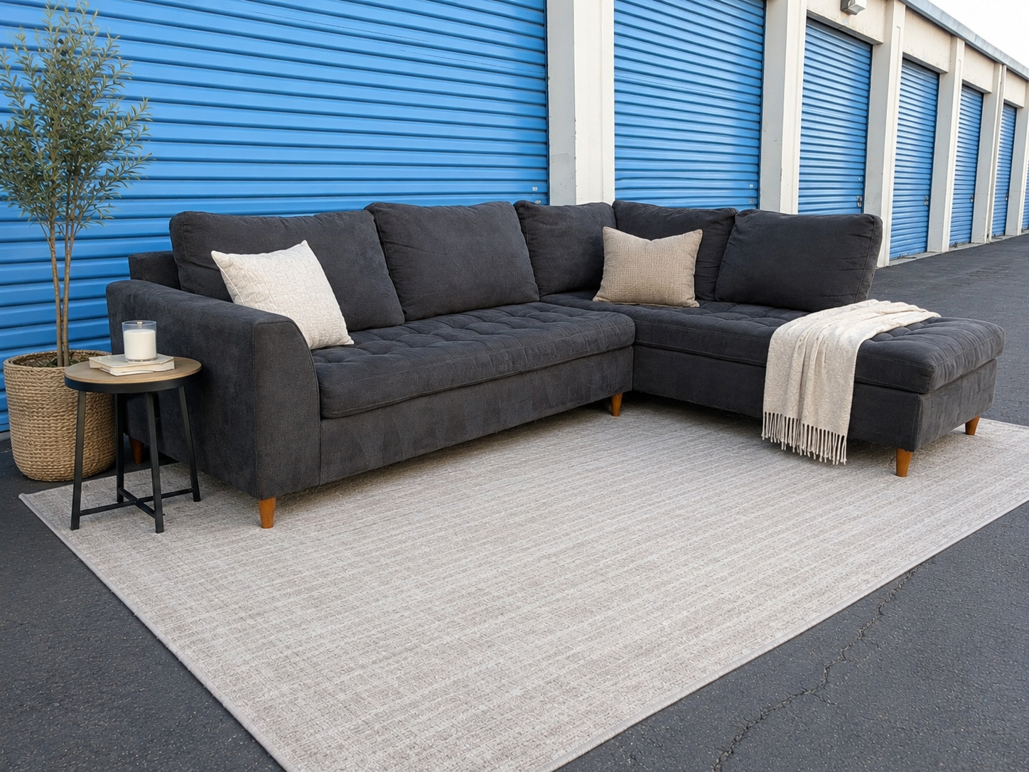 Black Tufted Sectional
