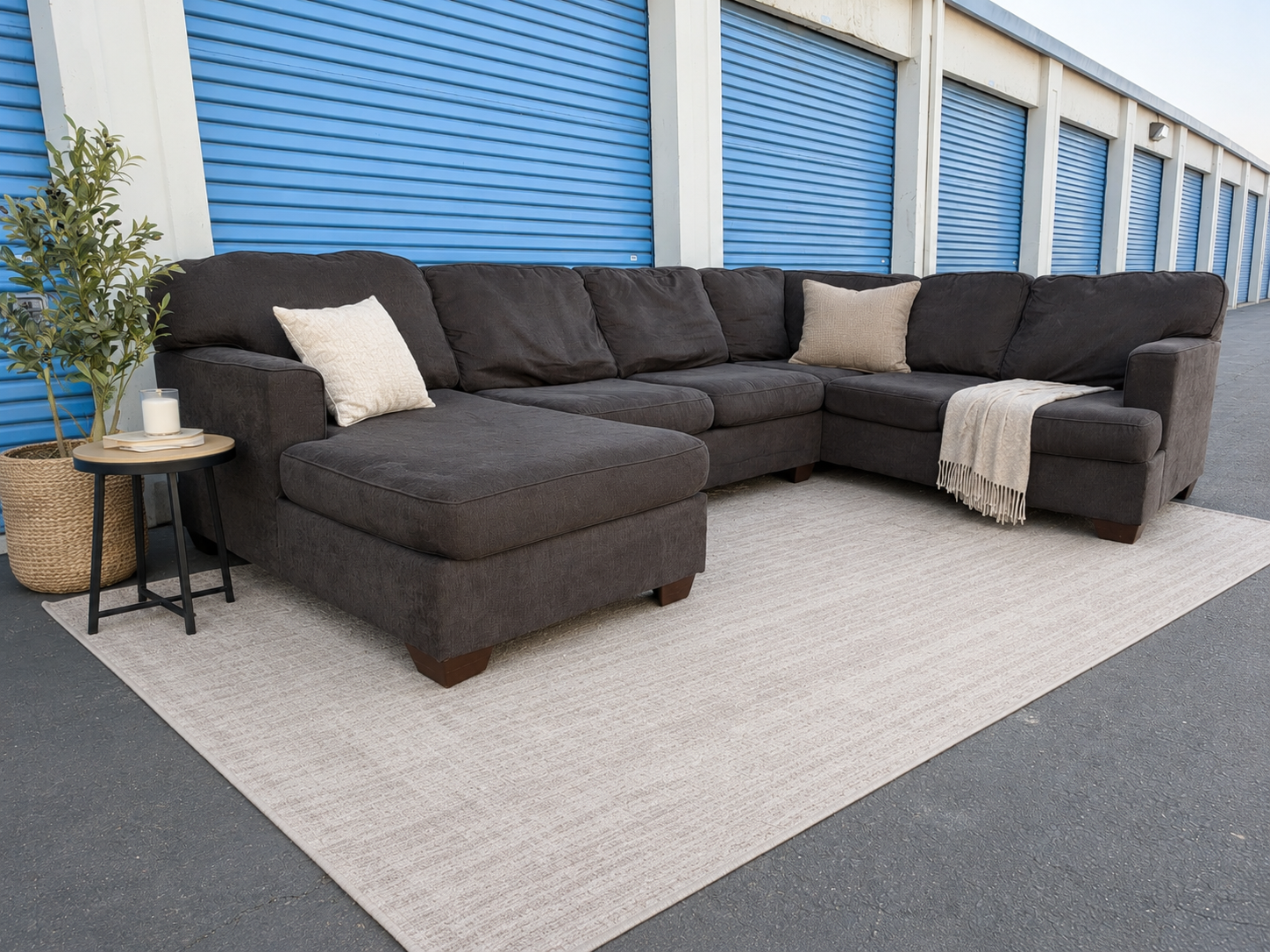 Black U Shape Sectional