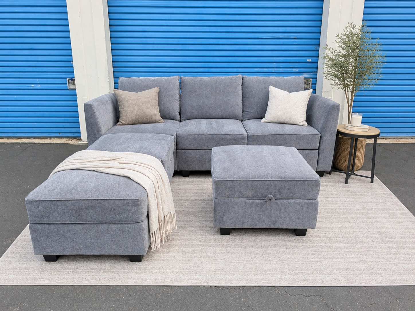 Gray Modular Storage Sectional