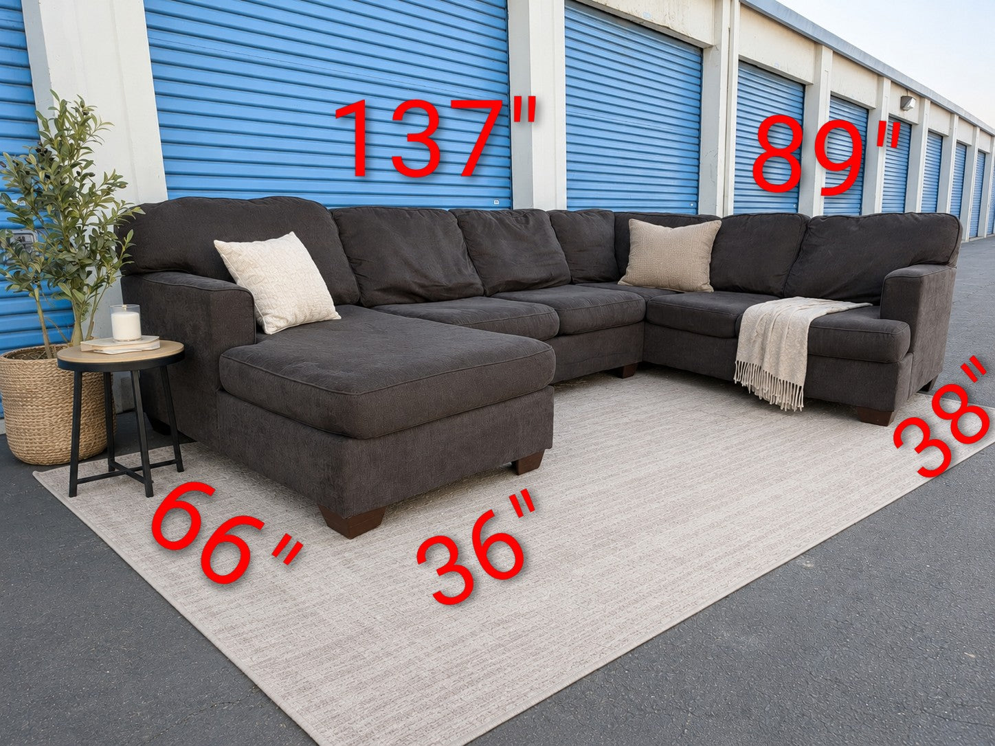 Black U Shape Sectional